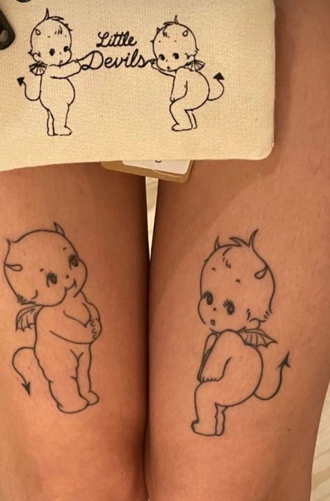 Tattoo Planning, Kewpie Tattoo, Kewpie Art, Collage Des Photos, Devil Tattoo, Flash Tattoo Designs, Cute Little Tattoos, 1 Tattoo, Baby Tattoos