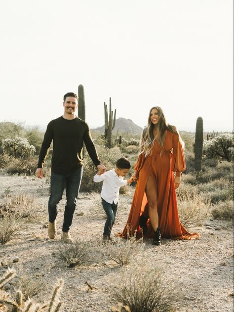 Gorgeous Family Photos, Boho Chic Family Photoshoot, Burnt Orange Maternity Dress Photoshoot Family, Family Styled Shoot, Boho Family Fall Photoshoot, Family Photo Outfits Arizona, Maternity Family Outfits, Desert Maternity Shoot Family, Arizona Maternity Photoshoot