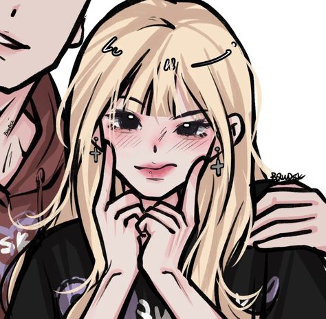 Black And White Pfp Icon, Aesthetic Drawing Digital, White Pfp Icon, Blonde Hair Characters, Pfp Icon Aesthetic, Black And White Pfp, Pink Short Hair, Long Hair Drawing, Long Pink Hair