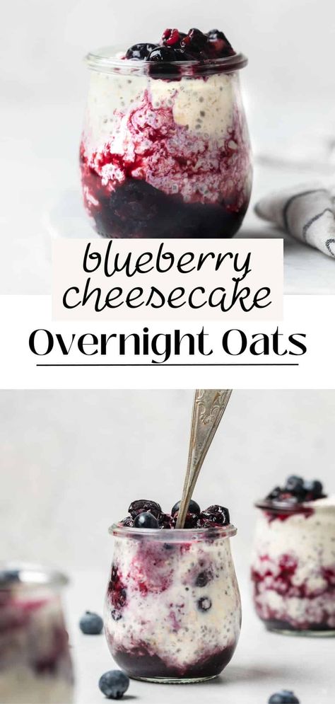 Overnight Oat Smoothie Recipes, Jam Breakfast Ideas, Overnight Oats Variations, Overnight Oats Ingredients, Roasted Oats Recipe, Overnight Oats Blueberries, Breakfast Ideas With Blackberries, Blueberry Overnight Oats Recipe, Overnight Oats Cream Cheese