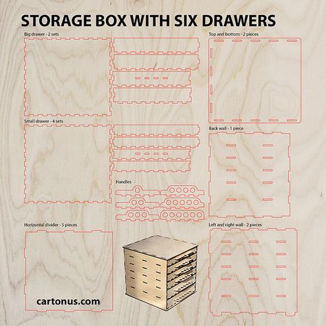 Storage box with drawers | >> cartonus.com/storage-box-with-… | Flickr Pastel Storage, Pencil Collection, Wooden Pencil Box, Box With Drawers, Drawer Wood, Laser Cut Box, Project Plan, Úložný Box, Wooden Pencil