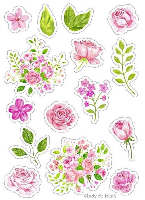 Vintage Flowers Stickers, Scrapbook Flowers, Free Printable Stickers, Stickers Kawaii, Tumblr Stickers, Scrapbook Stickers Printable, Sticker Template, Printable Scrapbook Paper, Scrapbook Printables