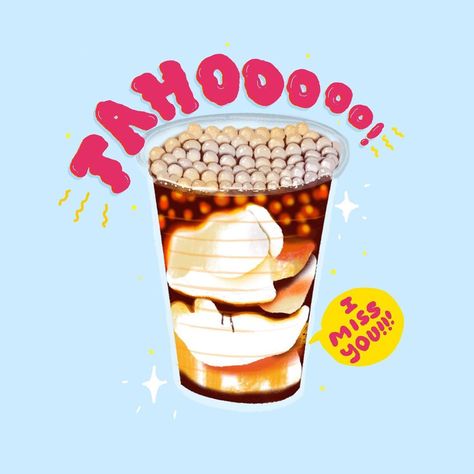 Taho Filipino Dessert Drawing, Taho Filipino Dessert Aesthetic, Taho Filipino Dessert, Taho Filipino, Filipino Aesthetic, Food Alphabet, Filipino Snacks, Dessert Logo, Filipino Street Food