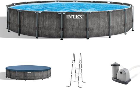 Round Above Ground Pool, Sand Filter, Pool Ladder, Intex Pool, Woodgrain Pattern, Above Ground Swimming Pools, Swimming Pool Spa, Pool Cover, Garden Pool