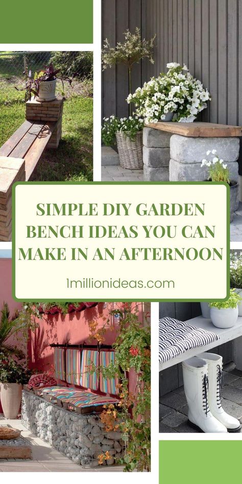 Garden Bench Ideas Diy, Simple Garden Seating Ideas, Diy Plant Bench Outdoor, Garden With Bench Ideas, Small Garden Bench Ideas, Backyard Benches Ideas, Raised Bed Bench, Diy Garden Bench Easy, Simple Garden Bench Diy