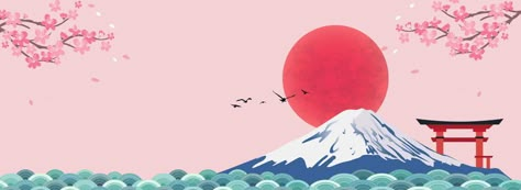 Japanese Mt  Fuji E Commerce Travel Poster Japan Horizontal Wallpaper, Japanese Pop Art Wallpaper Desktop, Japanese Cover Photo, Japanese Twitter Header, Japanese Laptop Wallpaper, Japanese Header, Japan Header, Japan Banner, Japan Background