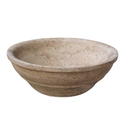 TashMart Elegant Natural Stone Circular Vessel Bathroom Sink Color: Stone Trough Sink, Stone Trough, Travertine Sinks, Stone Vessel Sinks, Stone Bathroom, Undermount Bathroom Sink, Vessel Bathroom Sink, Beige Marble, Granite Sink