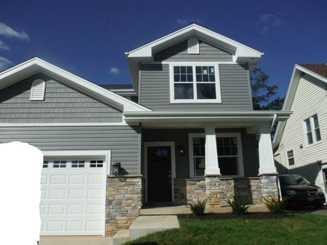 CertainTeed Charcoal Vinyl Siding | Brentwood, MO Charcoal Gray Siding, Exterior House Makeover, Bungalow Exterior Colors, Certainteed Vinyl Siding, Certainteed Siding, Grey Vinyl Siding, Best Modular Homes, Gray Siding, Siding Choices