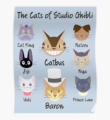 THE CATS OF STUDIO GHIBLI Poster Ghibli Love, Art Studio Ghibli, Personajes Studio Ghibli, Studio Ghibli Films, The Cat Returns, Ghibli Artwork, Ghibli Studio, Studio Ghibli Movies, Studio Ghibli Art