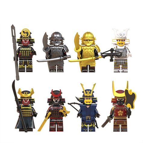 SET 8 PCS Different Samurai Army Soldier Minifigure Compatible Lego Custom Building Blocks Bricks Lego Samurai, Lego Fantasy Moc, Lego Adventurers Moc, Samurai Miniatures, Samurai Ninja, Samurai Japan, Lego Lotr Minifigures, Custom Minifigures, Japan History