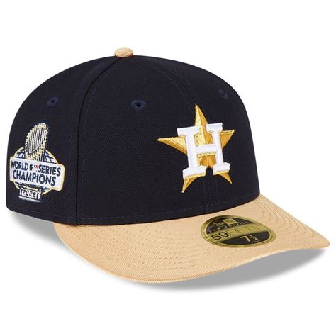 Celebrate your Houston Astros taking home the 2022 World Series win by grabbing this 2023 Gold Collection Low Profile 59FIFTY Fitted Hat from New Era. It features striking graphics in raised embroidery and an ideal fit.Its bold Houston Astros logo is complemented by a 2022 World Series Champions graphic on the side, ensuring your fan loyalty is well represented. Officially licensed Six panels with eyelets Structured fit Brand: New Era Flat bill with ability to curve Embroidered graphics Surface Champions Graphic, Astros Logo, New Era Cap, Fitted Caps, Houston Astros Logo, New Era 59fifty, Detroit Tigers, Gold Collection, Houston Astros