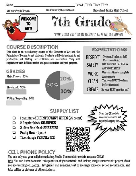 Art Class Syllabus: Essential Ingredients and Creative Twists - My Art Lesson Art Class Syllabus, Classroom Policies, Teacher Syllabus, Art Syllabus, Class Syllabus, Class Art Projects, 7th Grade Art, Art Criticism, Classroom Expectations