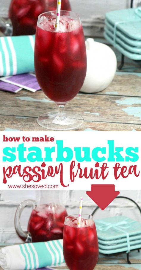 Passion Fruit Tea Starbucks, Tazo Iced Passion Tea Recipes, Passion Fruit Tea Recipe, Tazo Tea Recipes, Tazo Passion Tea Recipes, Passion Tea Recipes, Starbucks Passion Tea Drinks, Passion Fruit Refresher, Passion Fruit Punch