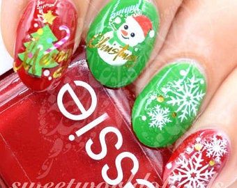 beautiful water decalsstickersglitter and more by SWNails on Etsy Christmas Nails Snowman, Ring Finger Nail Art, Nails Snowman, Snowman Nail Art, Paw Nails, Snowman Nails, New Years Nail Art, Evil Eye Nails, Nail Water Decals