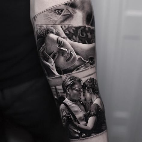 Hyperrealism Portrait, Titanic Tattoo, Film Tattoo, German Tattoo, Soul Tattoo, Movie Tattoos, Book Tattoo, Piercing Ideas, Grey Tattoo