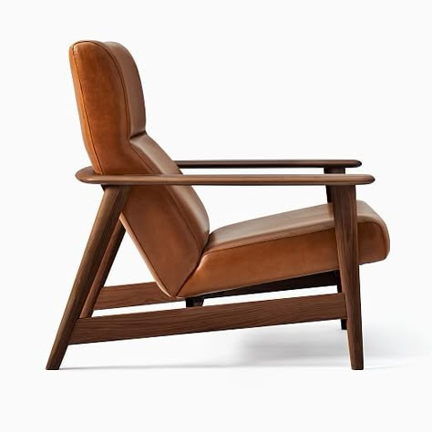 Mid-century Show Wood Highback Chair, Saddle Leather, Nut, Natural Oak Wood Leather Chair, Wood And Leather Chair, Accent Chair In Living Room, Chairs In Living Room, Lounge Chair Mid Century, Chair In Living Room, Scandinavian Chair, Modern Arm Chair, Mid Century Chairs