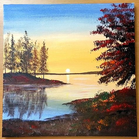 Sunset Autumn Lake Acrylic Painting | artist, art, work of art, art of painting | Sunset Autumn Lake Acrylic Painting #art #artist #artwork #acrylic #painting #eldrawingarts #acrylicpainting #sunsetpainting | By El Drawing Arts | Facebook Lake Acrylic Painting, Sunset Autumn, Drawing Arts, Artwork Acrylic, Painting Sunset, Autumn Lake, Canvas Painting Landscape, Lake Sunset, Painting Artist