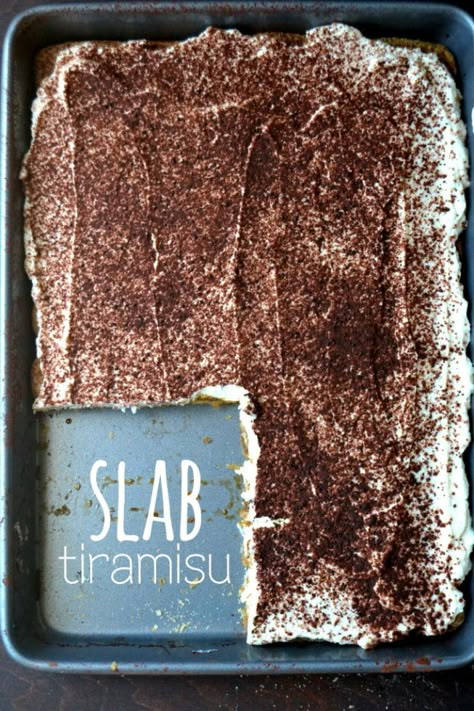 Slab Tiramisu --- summer's most luxurious no-bake dessert, simplified! Simple Tiramisu, Tiramisu Easy, Slab Pie Recipes, Tiramisu Cake Recipe, The View From Great Island, Dessert Parfait, Slab Pie, Tiramisu Cake, Tiramisu Recipe