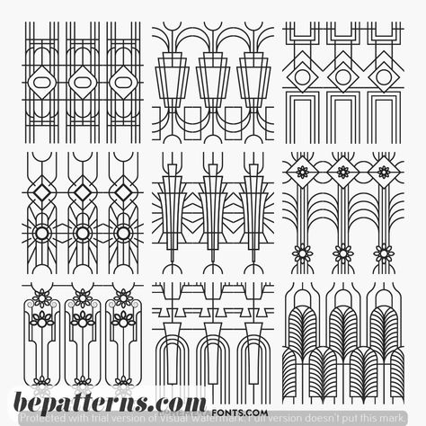 Home Decorating Ideas | Modern Touch | Beginners Tutorial Art Deco Designs And Patterns, Art Deco Embroidery Pattern, Art Deco Door Design, Art Deco Layout, Art Deco Pattern Geometric, Art Deco Embroidery, Ephemera Art, Art Deco Design Elements, Art Deco Vector