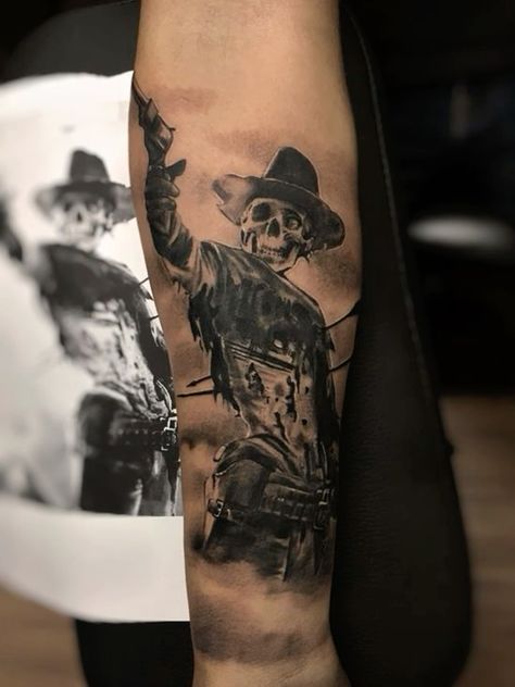 Tattoo Ideas For Men Hand Full Sleeves, Men’s Arm Sleeve Tattoo Western, Hillbilly Tattoo Ideas, Country Style Sleeve Tattoos, Cowboy Theme Tattoo Sleeve, Texas Style Tattoos For Men, Cowboy Tattoos Sleeve, Wild West Tattoos For Men, Western Male Tattoos