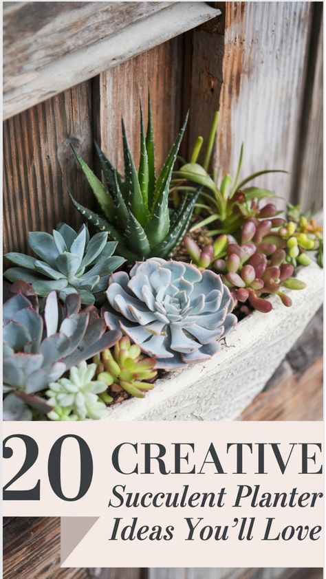 a variety of creative succulent planter ideas for both indoor and outdoor spaces Artificial Succulent Arrangements Diy, Outdoor Succulent Garden Pots, Indoor Planter Box Ideas, Succulent Planter Ideas, Diy Succulent Planter, Succulent Arrangements Diy, Indoor Planter Box, Planter Designs, Shallow Planters