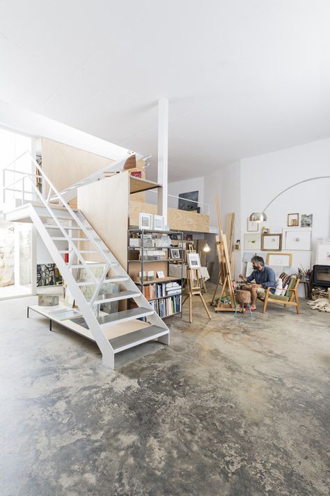 Live Work Studio, Painters Studio, Workspace Studio, Art Studio Space, Studio Loft, Art Studio Room, Art Studio Design, Backyard Studio, Loft Industrial