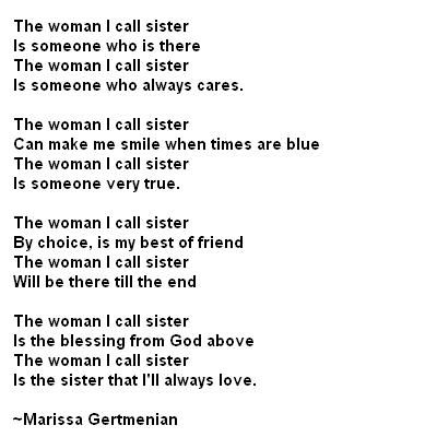 to sister from brother poems  | Poems: sister poem from brother or sister Non Biological Sister Quotes, Poem On Sister, Poems About Siblings, Poems Sister, Sister Sentiments, Big Sister Poem, Sister Poetry, Sister Poems Birthday, Personification Poems