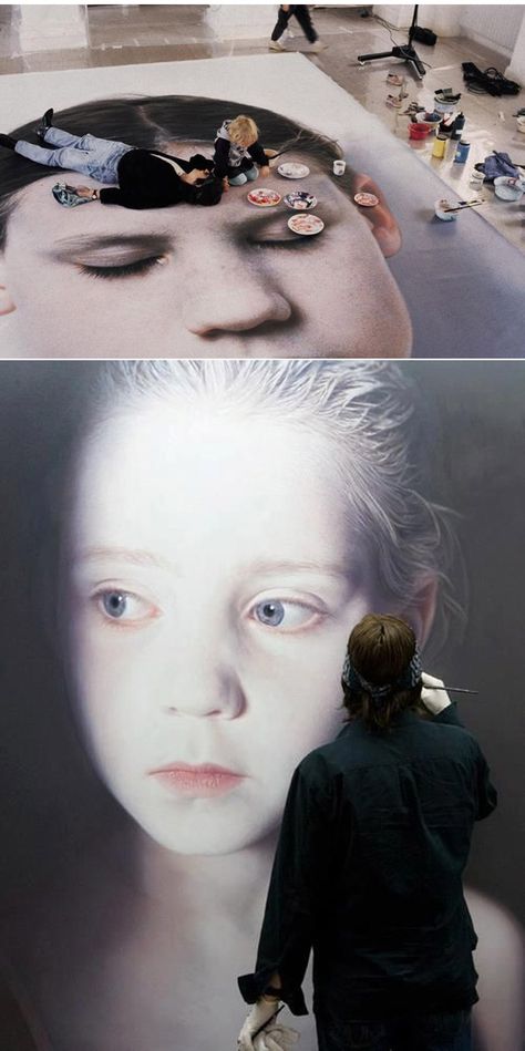 Gottfried Helnwein working Update Quotes, Gottfried Helnwein, Portrait Paintings, Painting People, Realistic Paintings, Mixed Media On Canvas, Performance Artist, Hyperrealism, Realistic Art