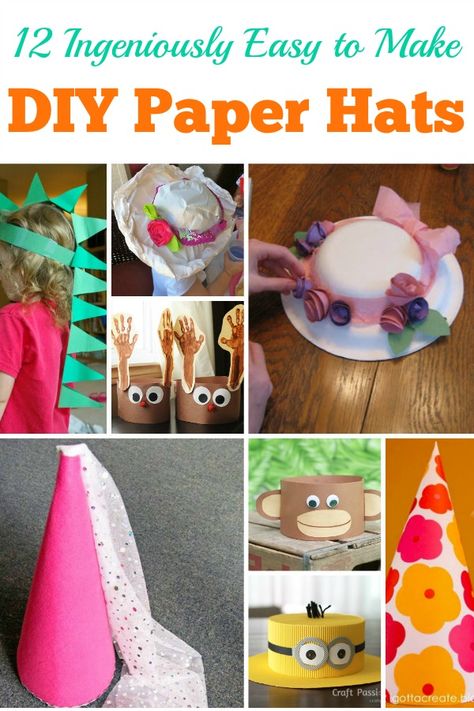 12 Ingeniously Easy to Make DIY Paper Hats. All of these DIY paper hat crafts are simple to make with easy, everyday items. Paper Hat Diy, Paper Hats, Crazy Hat Day, Silly Hats, Kids Christmas Ornaments, Hat Day, Crazy Hats, Paper Hat, Diy Hat