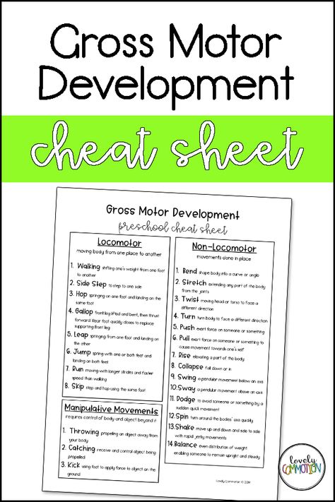 Children love to move. Gross motor development in preschool shouldn't just be limited to recess. How can preschool teachers encourage the growth of gross motor skills? Free cheat sheet! Gross Motor Skills For Preschoolers Movement Activities, Montessori Gross Motor Activities, Gross Motor Preschool, Gross Motor Skills For Preschoolers, Gross Motor Skills Activities, Gross Motor Activities For Preschoolers, Preschool Assessment Forms, Preschool Movement, Eyfs Planning