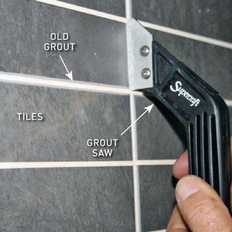 Regrouting Tile, Diy Grout, Bathroom Tile Diy, Grout Repair, Glamour Interiors, Bathroom Construction, Gothic Glamour, Tile Repair, Small Bedroom Remodel