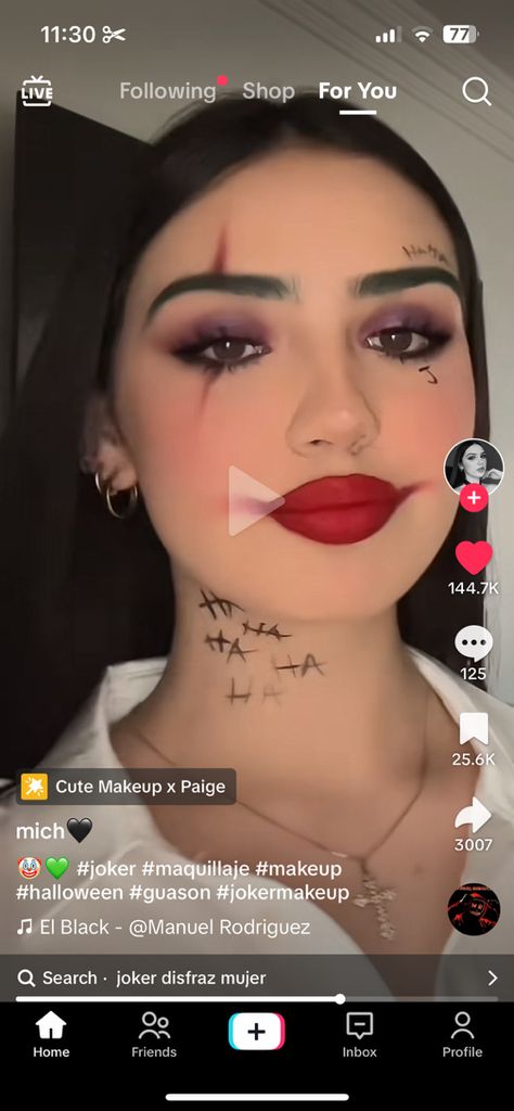 Joker Makeup Female Easy, Simple Joker Makeup Female, Joker Make Up Female Easy, Joker Makeup Look, Joker Girl, Simple Joker Makeup, Joker Girl Makeup, Joker Makeup Tutorial Female, Halloween Makeup Harley Quinn