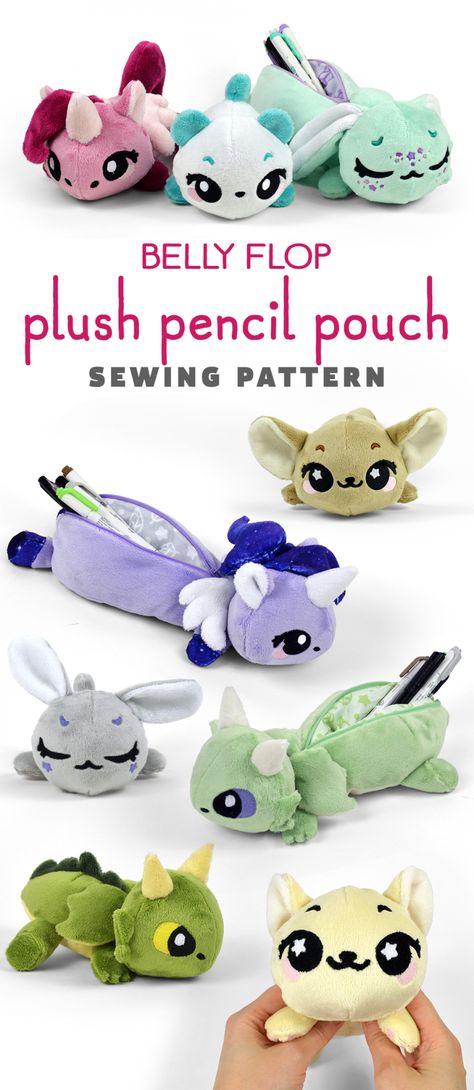 Cute Sewing Patterns Plush, Pencil Pouch Sewing Pattern, Sewing Plushies, Kawaii Sewing, Choly Knight, Pouch Sewing Pattern, Basic Sewing Kit, Sleeping Pose, Pouch Sewing