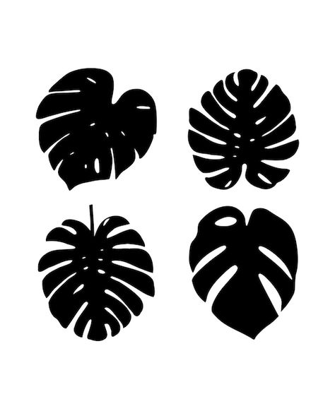 Outline Stencil, Silhouette Drawing, Leaf Silhouette, Black Silhouette, Vinyl Wall Stickers, Photo Overlays, Stencils Wall, Monstera Leaf, Wall Sticker