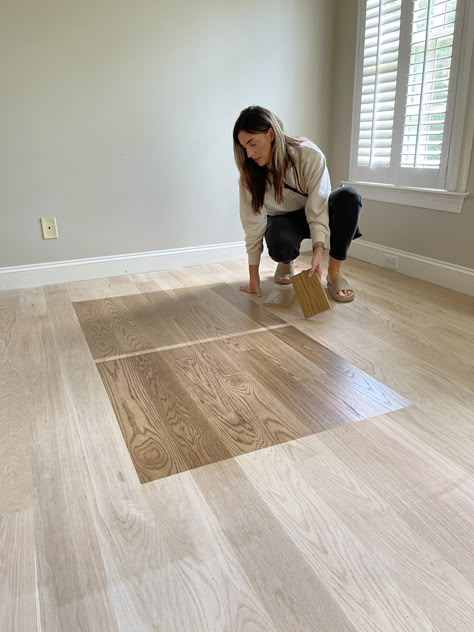 We picked a stain for our new floors (I think)!!!! - Chris Loves Julia Classic Wood Floor Colors, White Oak Floor Stains, White Oak Floor Stain Colors, Minwax Weathered Oak Stain, Hardwood Stain Colors, Ash Wood Floor, Hardwood Floor Stain Colors, Oak Floor Stains, Best Wood Flooring