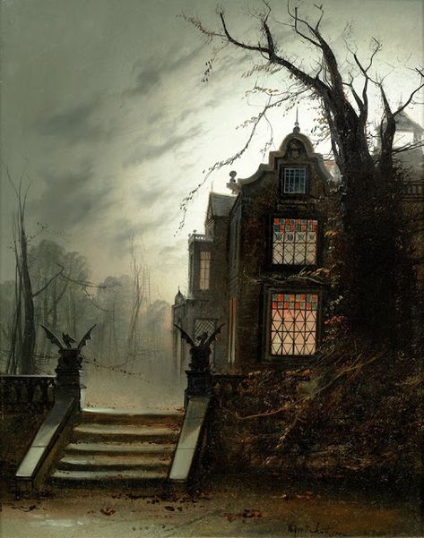 Classic Facade, Casa Country, Stormy Night, Art Prints Online, Painting Lessons, British Artist, Pics Art, Easy Paintings, Mythical Creatures