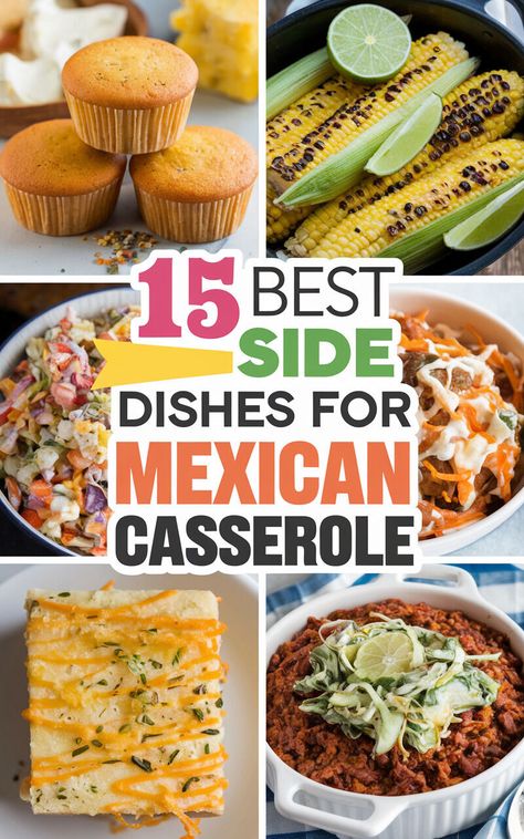 Spice up your meal with these delicious side dishes for your Mexican casserole! 🌶️🥑 #mexicancasserole #sidedishes #yum Sides To Go With Mexican Food, Mexican Food Side Dishes Appetizers, Southwestern Side Dishes, Side Dishes For A Taco Bar, Best Mexican Side Dishes, Side Dishes For Fajitas Dinners, Sides To Go With Enchiladas, Side Dishes For Taco Night, Mexican Veggie Side Dish