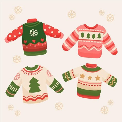 Christmas Sweaters Drawing, Christmas Outfit Illustration, Christmas Jumper Illustration, Ugly Sweater Drawing, Ugly Christmas Sweater Drawing, Christmas Drawings Cute, Christmas Sweater Drawing, Winter Clothes Drawing, Christmas Sweater Template