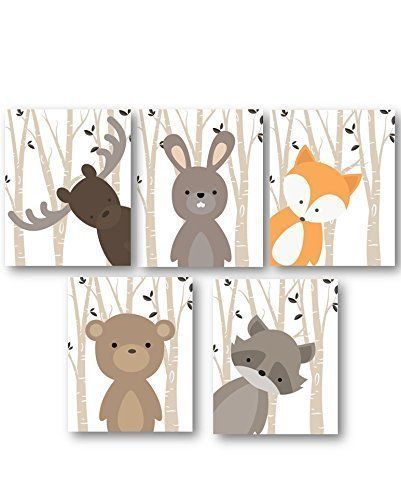 Boy Nursery Art, Woodland Nursery Animals, Baby Room Decor, Set of 5 PRINTS ONLY, Frames or Mats are NOT Included. Must be Framed by you to be hung. Baby Room Boy, Bos Baby, Animal Wall Art Prints, Baby Boy Nursery Art, Animal Baby Room, Forest Animal Nursery, Woodland Nursery Art, Woodland Animal Nursery, Animal Wall Art Nursery