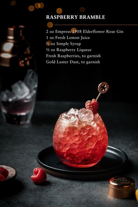 Nye Toast, Raspberry Bramble, Empress 1908 Gin, Bramble Cocktail, Raspberry Liqueur, Gin Fizz, Mixed Drinks Recipes, Alcohol Drink Recipes, Drinks Alcohol Recipes