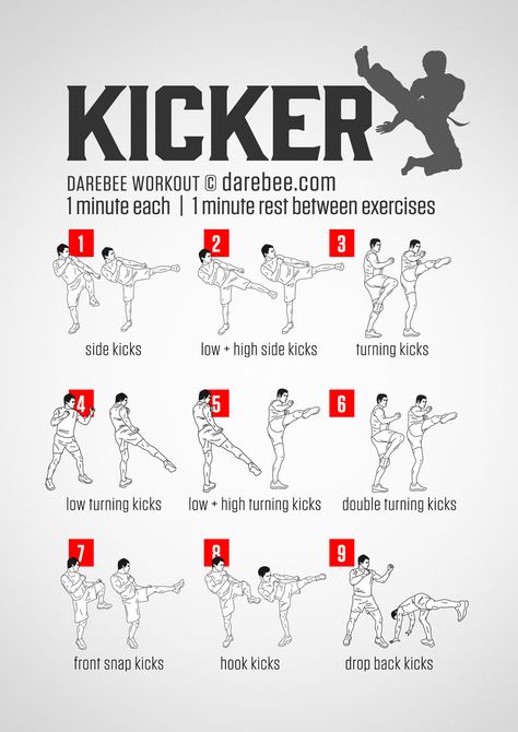 Kicker Workout                                                                                                                                                      More Muay Thai Workouts, Fighter Workout, Boxing Training Workout, Superhero Workout, Mma Workout, Boxing Fitness, Trening Sztuk Walki, Muay Thai Training, Kickboxing Workout