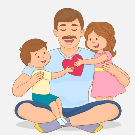 Dad celebrating father's day surrounded by the love of his children Children's Day Greeting Cards, Father's Day Drawings, Children's Day Wishes, Happy Fathers Day Images, Book Cartoon, Fathers Day Images, Happy Father Day Quotes, Happy Children's Day, Family Drawing