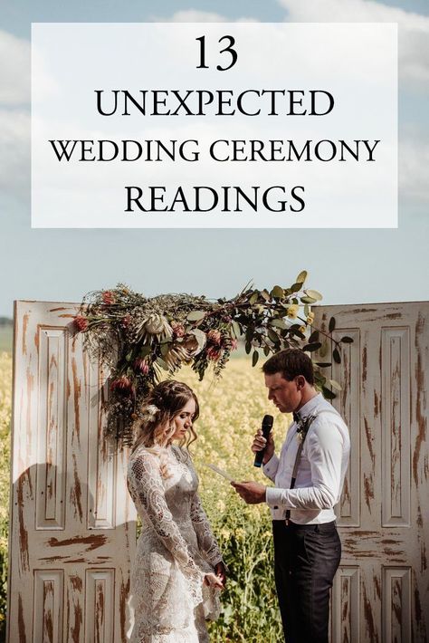 Whether you want something short and sweet, something longer and lighthearted, or something deep and thought-provoking, we're pretty confident you haven't heard these readings a million times! | Image by Shannon Stent Images  #wedding #ceremony #weddingceremony #weddingceremonyreadings #ceremonyreadings #weddingplanning Wedding Scripture, Ceremony Readings, Wedding Officiant Script, Wedding Ceremony Readings, Wedding Ceremony Script, Wedding Script, Arch Ideas, Wedding Ceremony Ideas, Wedding Readings