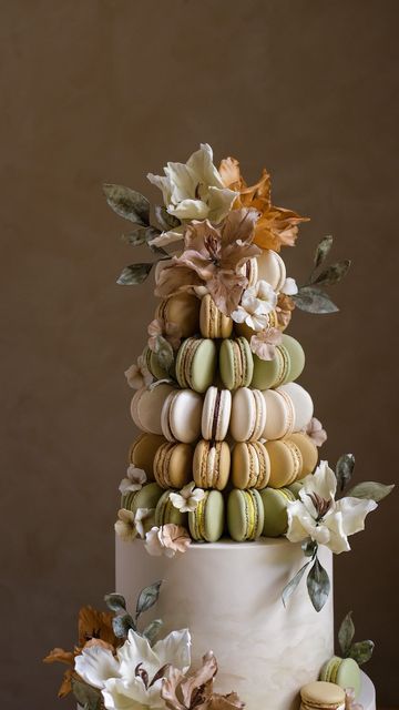 Macaron Cake Wedding, Macaron Display Wedding, Macaroon Tower Wedding Cake, Macaroon Cake Wedding, Green Macaron Tower, Macaron Tower Cake, Macroon Cake Ideas, Wedding Cake Macarons, Wedding Cake With Macarons