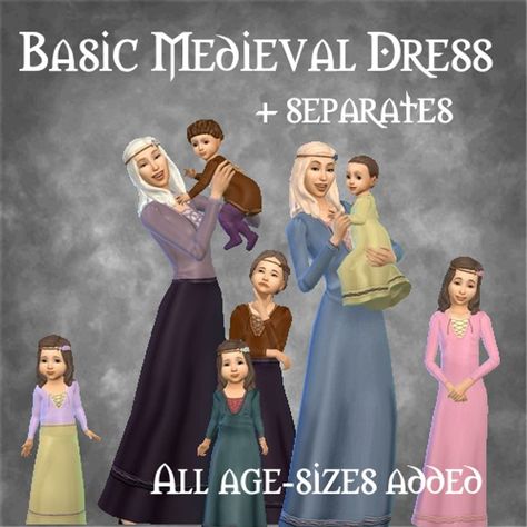 Basic Medieval Peasant Dress - updated & improved | Patreon Sims 4 Medieval Peasant Cc, Peasant Sims 4 Cc, Sims 4 Peasant, Sims 4 Peasant Cc, Sims 4 Medieval, Medieval Peasant, Medieval Dress, Sims 4 Cas, Skirt And Blouse