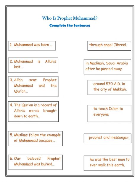 Islamic Studies Worksheets, Ramadan Board, Arabic Learn, Islamic Activities, Islamic Quiz, Prophets In Islam, Islamic Books For Kids, Muslim Kids Activities, Islam Lesson