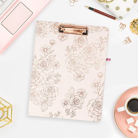 Cute Clipboard Folio with Daily Planner To Do List Notepad, Rose Gold Pink Clipboard Folder, Office Gift for Women, Floral Clipfolio, Aesthetic Notebook, Clipboard Padfolio with Pocket Pink Clipboard, Cute Clipboard, Daily Planner To Do List, Daily Planner Notepad, To Do List Notepad, Aesthetic Notebook, Planner To Do List, List Notepad, Padfolio