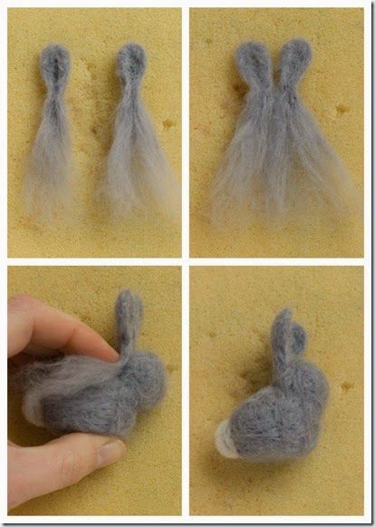 Needle Felt Bunny Rabbit Tutorial Needle Felted Animals Patterns Free, Needle Felted Rabbit, How To Needle Felt For Beginners, Needle Felting Tutorials Step By Step, Needle Felt Bunny, Felted Bunnies, Rabbit Tutorial, Felted Nest, Tovad Ull