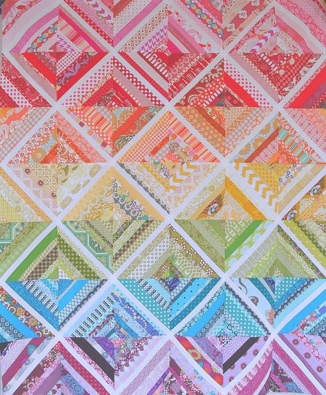 Overrun with Scraps? Make String Quilts! | New Quilters Strip Quilt Patterns, Strip Quilt, Colorful Quilt, String Quilt, Scrappy Quilt Patterns, String Quilts, Rainbow Quilt, Scrap Quilt Patterns, Scrap Quilt