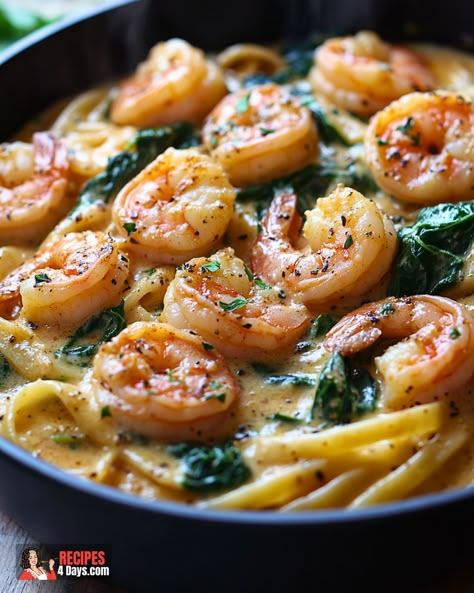 Creamy One-Pot Spinach Shrimp Pasta Shrimp Scampi With Spinach, Creamy Shrimp And Spinach Pasta, Pasta With Shrimp And Spinach, Spinach And Shrimp Pasta, Scallop Shrimp Pasta, Tuscan Shrimp And Spinach, Shrimp And Spinach Pasta, Shrimp Alfredo With Spinach, Shrimp Tomato Spinach Pasta